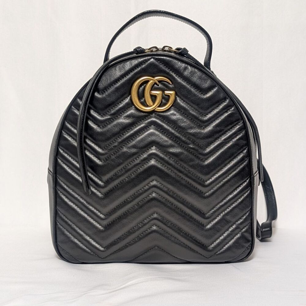 Gucci GG Marmont leather quilted black backpack